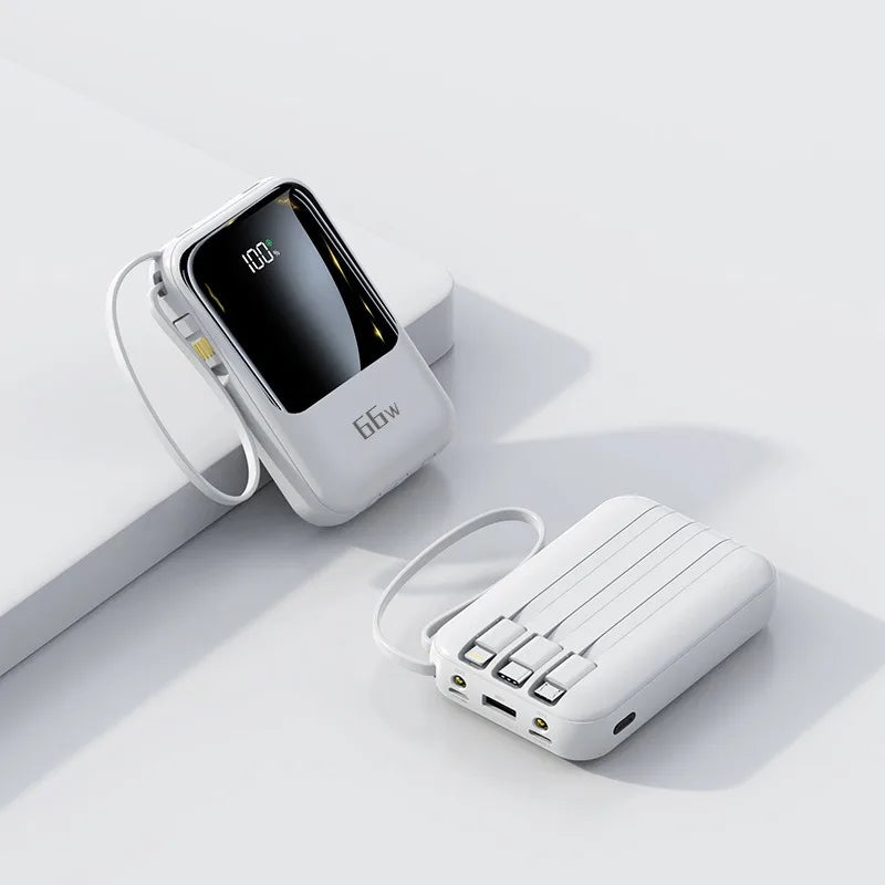 66W Fast Charging Mini Comes with Line Power Bank 20000 MAh Large Capacity Fast Charging Portable Mobile Power Supply for Xiaomi