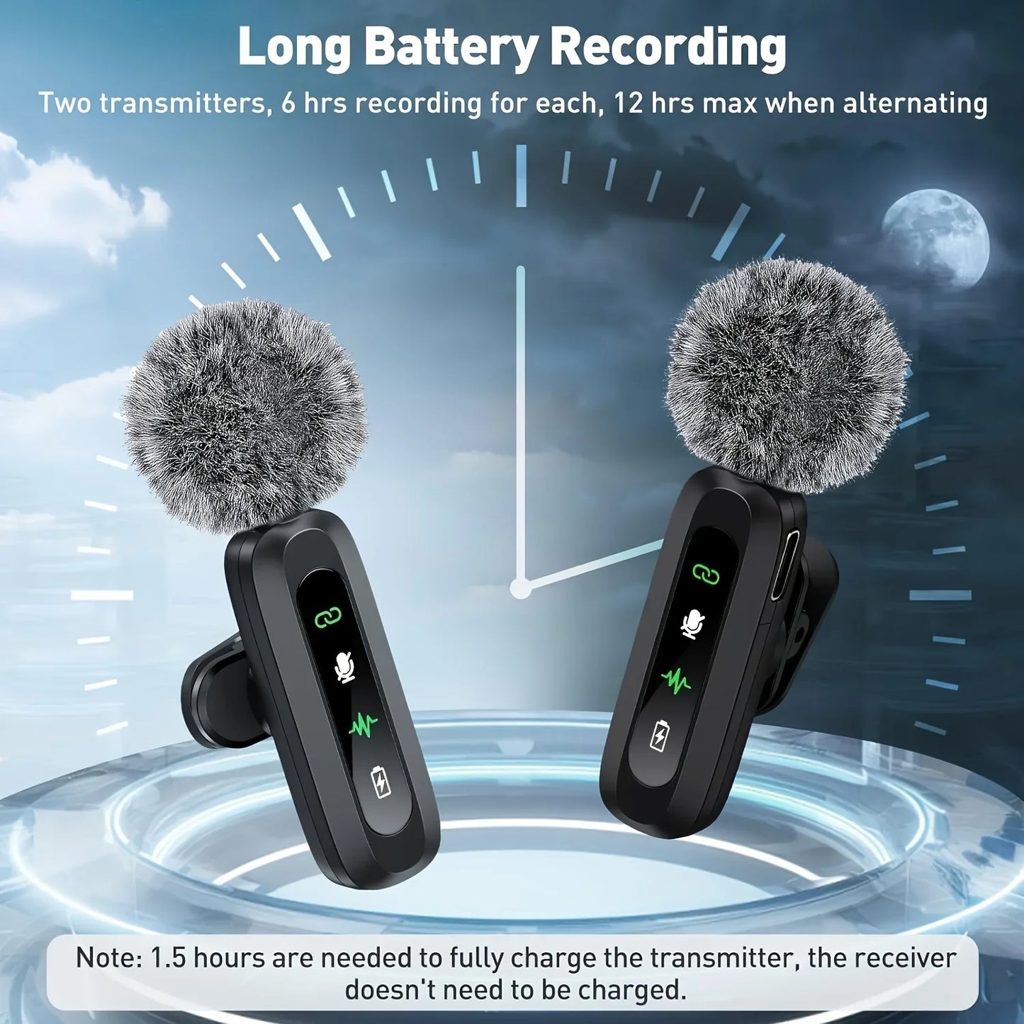 Wireless Lapel Microphone with Clip USB Type-C Connector Noise Cancellation Mic for Streaming Unidirectional Polar Pattern