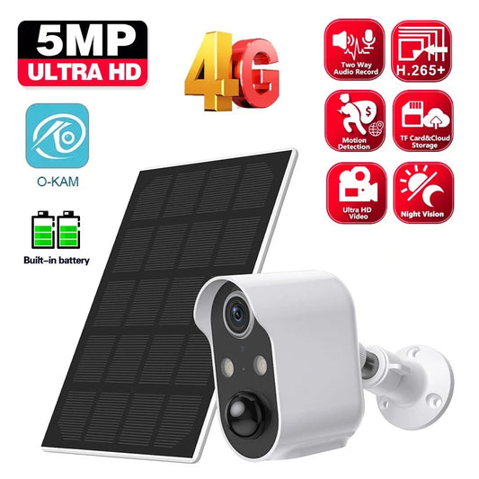 Solar Wifi Camera Outdoor 5MP Video AI Human Detection Two Way Audio Surveillance Security CCTV IP Cameras without Solar Panel