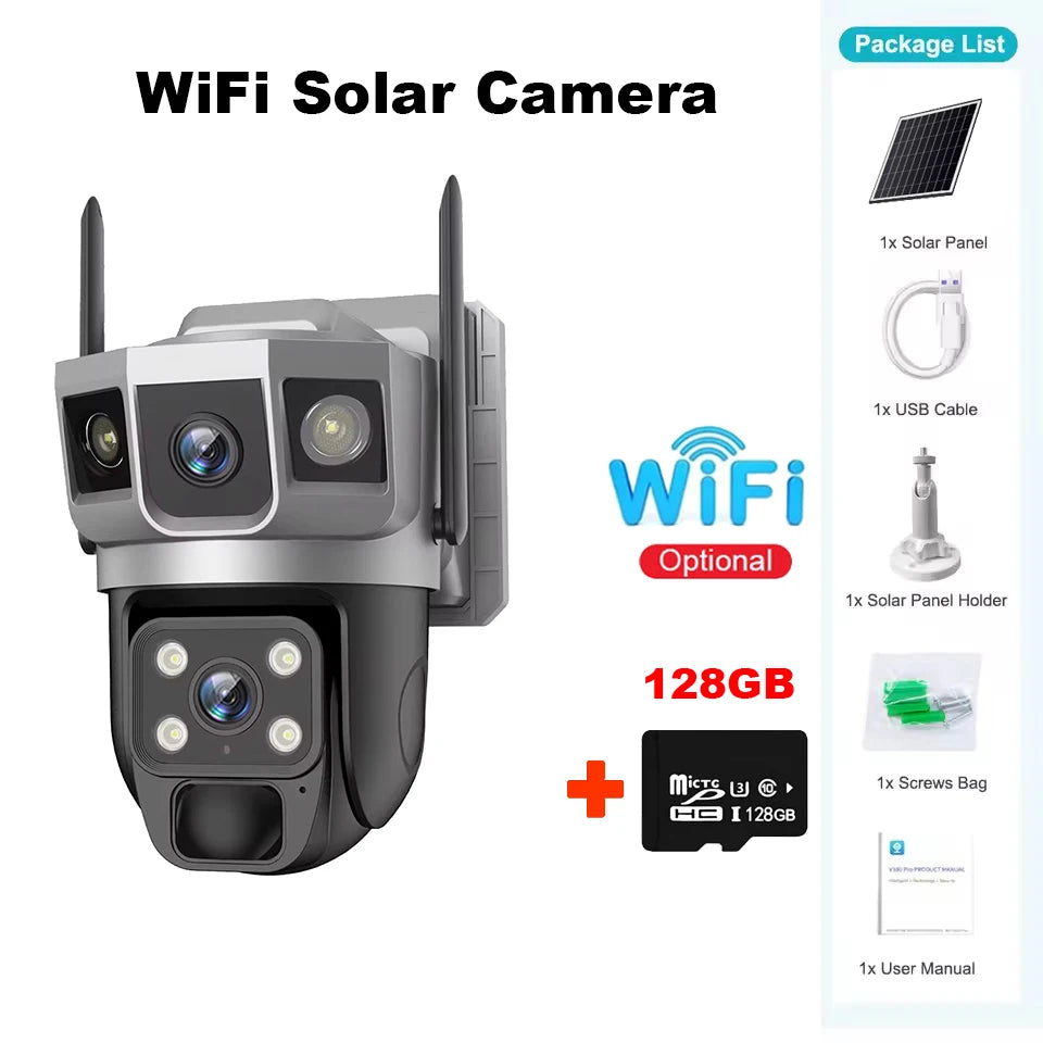 4G Camera Solar Powered Built in Battery WiFi Security Smart Home Video Surveillance HD Night Vision Outdoor Wireless IP CCTV