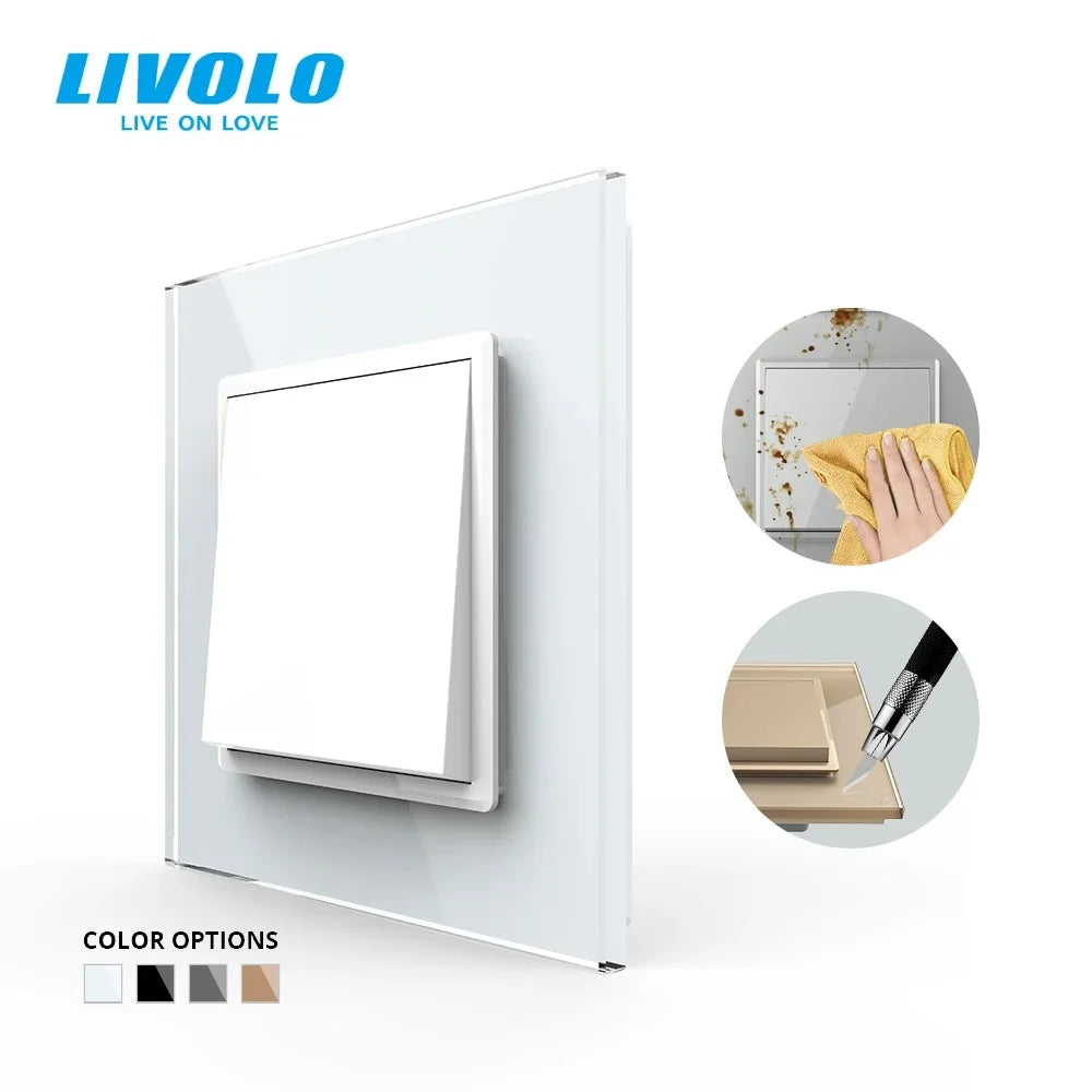 Livolo Mechanical Switch Luxury Crystal Glass Panel,Push Button 1 Gang 2 Way Switch, Keyboard Traditional Switch,22.5mm*45mm