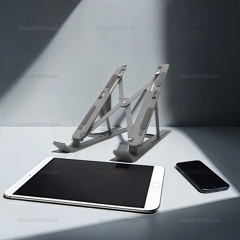 2025 New Adjustable Laptop Stand for Desk Portable Metal Foldable Riser Compatible With 10-18 Inch Laptops Tablet Ergonomic Grey