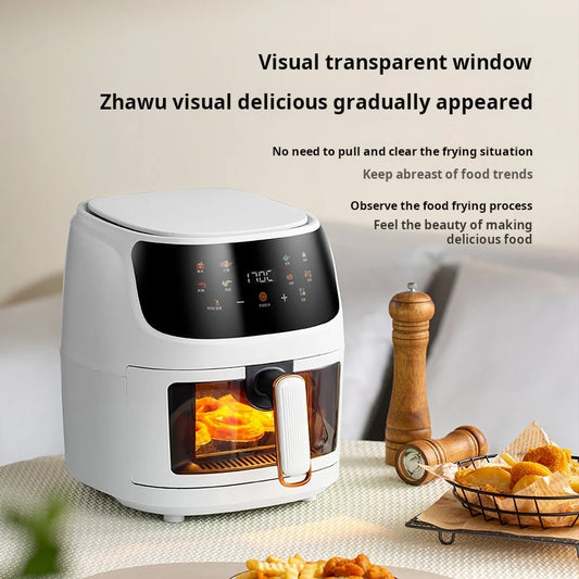 New visual 5-liter large capacity air fryer Multifunctional household touch color screen electric fryer