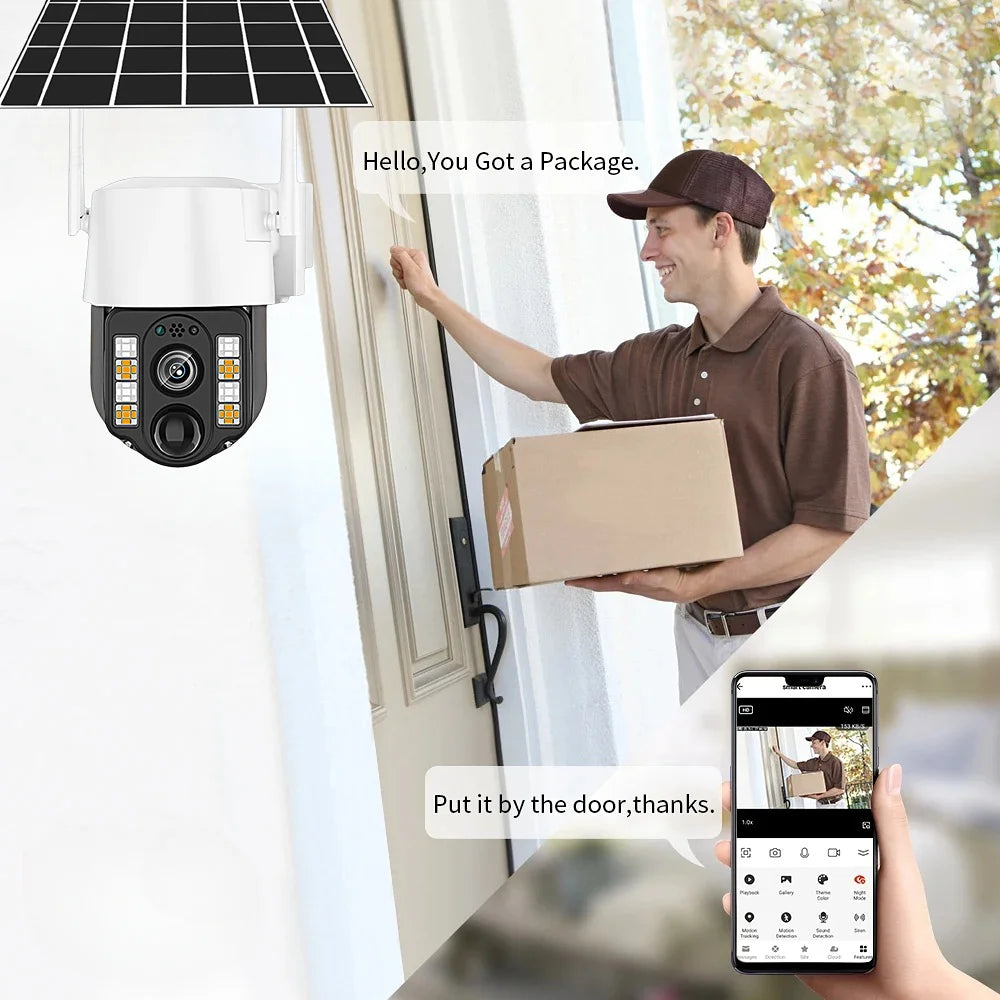 Solar Camera 4G Sim Outdoor PIR Human Detect Wireless Camara Powered Energy Waterproof CCTV Home Security Protection V380 Pro