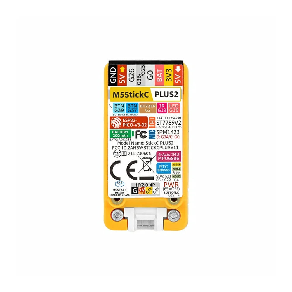 M5Stack M5StickC PLUS2 ESP32-PICO Mini IoT Development Kit IR and WiFi 1.14-inch TFTScreen IoT Controller